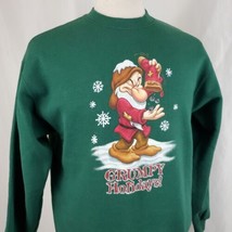 Vintage Grumpy Christmas Walt Disney World Sweatshirt Medium Green 50/50... - £19.18 GBP
