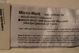 HO Scale Micro-Mark Infra-Red Detector of Trains, #83233 IRDOT-1EW BNOS - $60.00