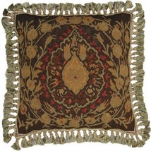 Aubusson Throw Pillow 22x22 Handwoven Wool Abstract Flowers Red,Brown - £358.91 GBP
