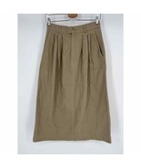 Ruff Hewn Midi Skirt Sz 10 Khaki Tan Pleated A-Line Vintage Modest Classic - £15.41 GBP