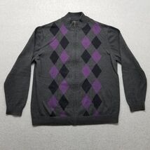 Claiborne Sweater Jacket Mens Large Gray Full Zip Pockets Mock Neck - €20,18 EUR