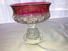 Kings Crown Ruby Flashed Compote Indiana 5.25&quot; high - $22.49