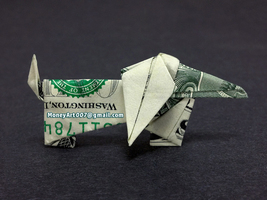 Dollar Origami Dachshund Made with REAL MONEY Cash Art Animal Wiener Dog - $13.97 CAD+