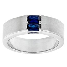 0.65 Ctw Emerald Blue Sapphire 14K White Gold Fn September Birthstone Me... - €85,01 EUR