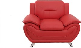 Persian Red Chair With Modern Faux Leather Upholstery And Stainless Steel Legs - £552.33 GBP