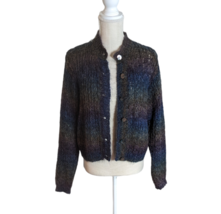 VTG 80s/90s 5*7*9 Womens Sz Large Multi-color Mohair Blend Cardigan Sweater - £25.57 GBP