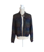 VTG 80s/90s 5*7*9 Womens Sz Large Multi-color Mohair Blend Cardigan Sweater - £25.59 GBP