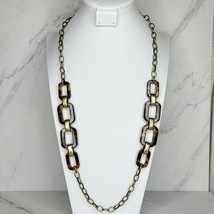 Chico&#39;s Plastic Tortoise and Gold Tone Long Chain Link Necklace - £15.78 GBP