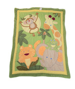 Nojo Little Bedding Crib Blanket Comforter Baby Green Safari Jungle Animals - $22.78 CAD