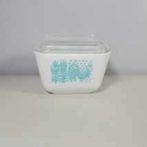 Pyrex Dish Refrigerator Small 10 oz Amish Butterprint Turquoise With Lid USA - £21.23 GBP