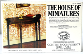 House of Miniatures 1977 Kit #40004 1:12 Hepplewhite Side Table Cir Earl... - $10.69
