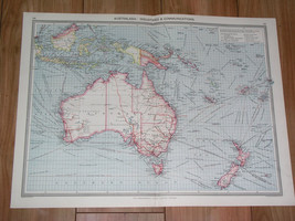 1908 Antique Map Of Australia New Zealand Industry Transportation Ship Routes - £21.04 GBP