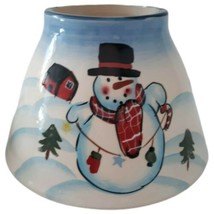 Snowman Jar Candle Topper &amp; Base Christmas Base Saucer Snow Heavy Holiday Winter - $26.72