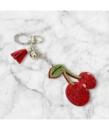 Sparkling Cherry Keychain With Rhinestones And Tassel - $7.92