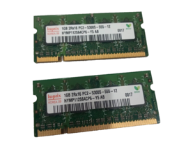 Hynix 2GB (2x1GB) DDR2 2Rx16 PC2-5300S-555-12 Hymp 112S64CP6-Y5 Ab SO-DIMM Ram - £7.32 GBP