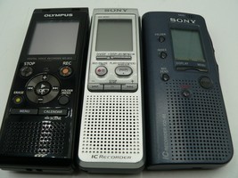 Lot of 3 Handheld Digital Voice Recorders Two Sony and one Olympus All t... - $404.71 MXN