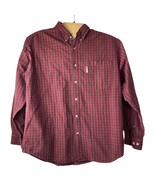 Columbia Red Plaid Men&#39;s Button Up Shirt Size Large - £9.77 GBP