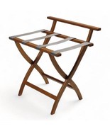 High Back Solid Wood Folding Luggage Rack with Grey Straps in Brown Finish - $3,205.83 MXN