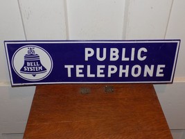 Vintage Bell System Public Telephone Tin Over Cardboard Sign - $123.75