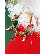 Green Christmas Pendant Adjustable Plated Beaded Bracelet - $8.28 CAD