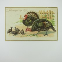 Thanksgiving Postcard Wild Turkeys  Raphael Tuck Embossed Antique 1908 - £7.95 GBP