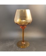 Italian Empoli Long Stem Amber MCM Glass Compote 10.25 Inches Tall, Hipp... - £37.29 GBP