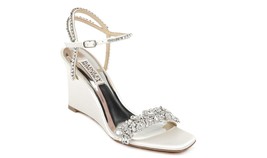 Badgley Mischka Jenna Crystal Embellished Evening Wedge Sandals, White S... - £139.88 GBP