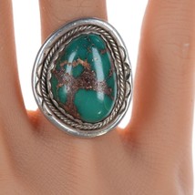 sz7.5 Vintage Navajo silver and turquoise ring ij - £75.69 GBP