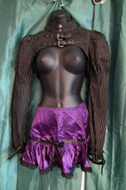 pHAZE Gothic Skirt-PURPLESATIN, WITH BLACK LACE,ELASTIC WAIST.SIZE8UK - $31.59