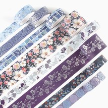 Elegance Blue Washi Tape Set 8 Rolls Wide Silver Embellishment Decorativ... - £14.36 GBP