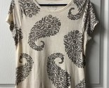 Lucky Brand Cap Sleeve T Shirt  Womens Size S Cream and  Brown Paisley - £10.75 GBP