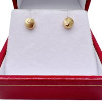 22ct Yellow Gold Diamond Cut Swirl Children&#39;s Stud Earrings Screw Back, 4.8mm - $163.46