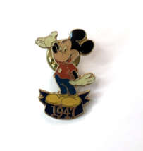 Vintage 1988 Disney Gold Tone Metal Pin Enamel Mickey Mouse 1947 Anniver... - £15.80 GBP