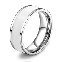 Hot Sale Gold Plating Stainless Steel Rings Cover Pure White Enamel Classic Ring - £7.52 GBP