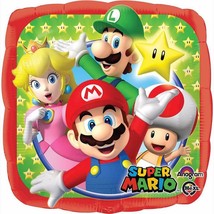 Super Mario and Friends Foil Mylar Balloon 18&quot; Balloon Birthday Party Su... - $3.95