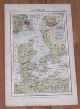 1901 Antique Map Of Denmark / Copenhagen / Schleswig Holstein / Germany - £13.44 GBP