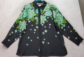 Bob Mackie Wearable Shirt Women Large Multi Floral Silk Collared Button Down EUC - £22.13 GBP
