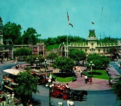 Disneyland Magic Kingdom Town Square Main Street Anaheim CA 1960s Postcard  - £3.25 GBP