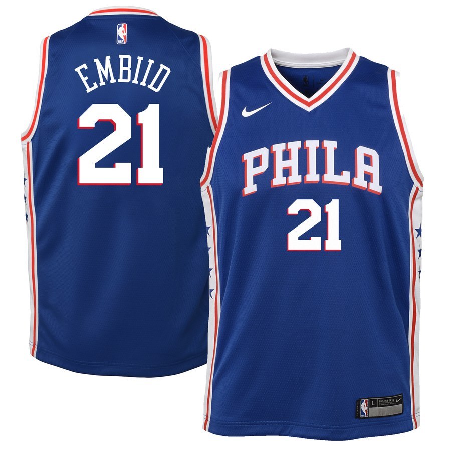 Primary image for Nike NBA Youth Joel Embiid Philadelphia Sixers Official Swingman Jersey Dri-Fit