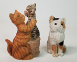 CBC Cat Kitten Figurine Set of 2 Ginger Tabby Calico Resin 1998 Vintage - $17.77