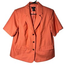 R.Q.T. Blazer Jacket Size 16W 1X Coral Polyester Rayon Lined Buttons - $15.29