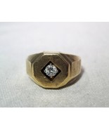 Vintage 14K Yellow Gold Mens Diamond Ring Size 9 1/2 K782 - £958.71 GBP