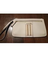 Calvin Klein Large Wristlet Leather Black / Silver - White Combo  - $24.75