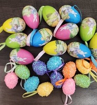 Vintage Style Easter Bunny Rabbits Sequin Egg Ornaments Tree Decor 24 Pc... - $16.49