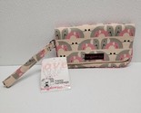 Bungalow360 Womens Wristlet Wallet Canvas Bag Elephant Beige Gray Pink - $19.25