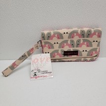Bungalow360 Womens Wristlet Wallet Canvas Bag Elephant Beige Gray Pink - £15.16 GBP