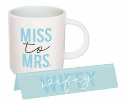 NEW &quot;Miss to Mrs.&quot; Bridal Ceramic Mug &amp; Desk Plaque Sign Wedding Bride G... - $9.95