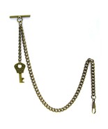 Bronze Albert Pocket Watch Chain for Men with Vintage Key Design Fob T B... - $12.50+