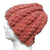 Alpaca Beanie Skully Hat Men Thick Chunky Hand Knit Wool Rib Orange Spice L XL - £27.17 GBP