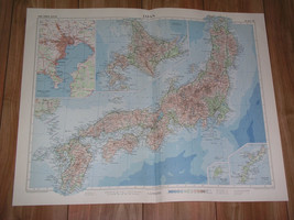 1958 Vintage Map Of Japan / Scale 1:2,500,000 / Tokyo Inset Map - £27.18 GBP